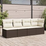vidaXL Canapé de jardin avec coussins 4 places marron résine tressée