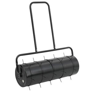 vidaXL Rouleau à gazon de jardin à tirer et colliers d'aérateur 63 L fer acier