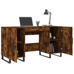 Bureau table poste de travail meuble d'ordinateur informatique étude chêne fumé 140 x 50 x 75 cm bois d'ingénierie brun 02_0023584