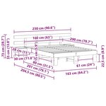 vidaXL Cadre de lit avec tiroir Marron 160 x 200 cm Bois massif en pin