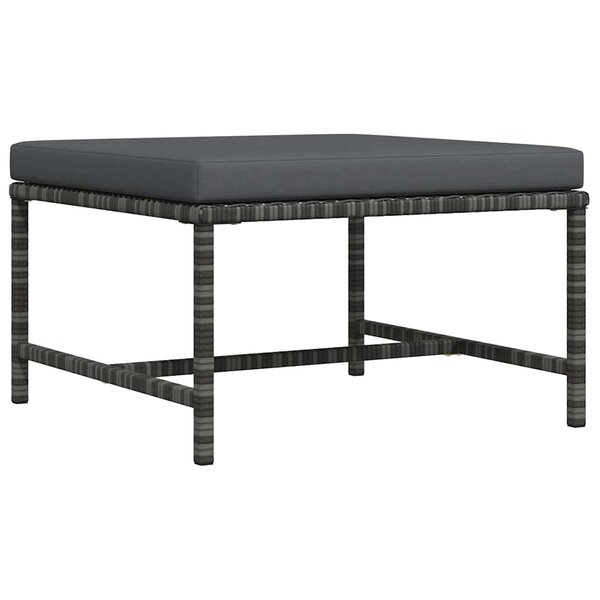 vidaXL Repose-pied sectionnel avec coussin Gris Résine tressée