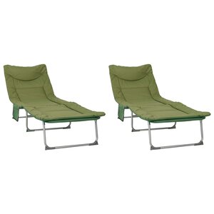 vidaXL Transat pliant avec coussin 2 pc Vert foncé