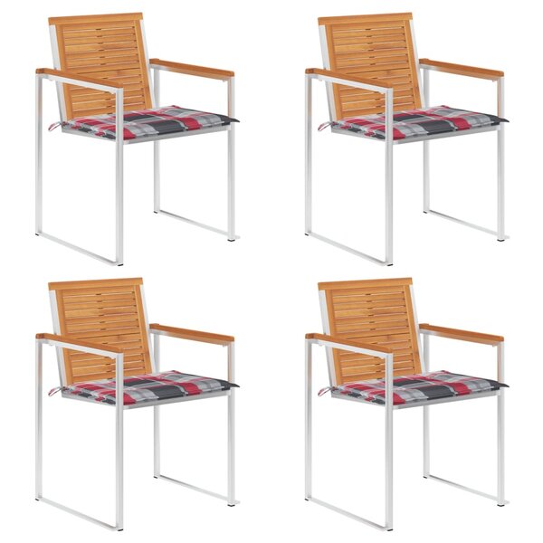 vidaXL Chaises de jardin lot de 4 avec coussins Bois d'acacia massif