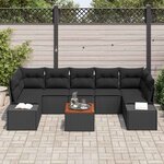 vidaXL Ensemble de canapé de jardin 8 Pièces Noir