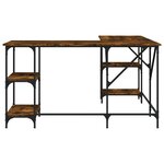 Bureau table poste de travail meuble d'ordinateur informatique étude chêne fumé 139 x 139 x 75 cm bois d'ingénierie brun 02_0023574