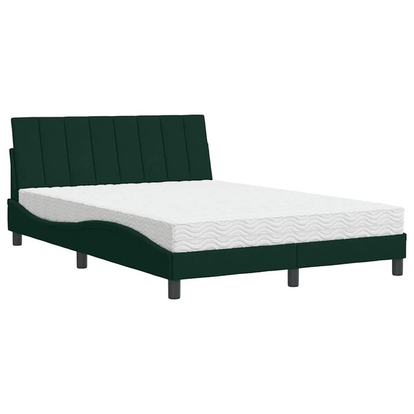 vidaXL Lit avec matelas Hanko vert foncé 140x190 cm velours