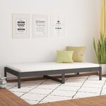 vidaXL Lit de jour Gris 90x190 cm Simple Bois de pin massif