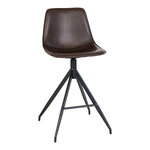 Chaise de comptoir en cuir synthétique marron avec pieds noirs