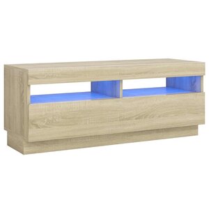 vidaXL Meuble TV avec lumières LED chêne sonoma 100x35x40 cm