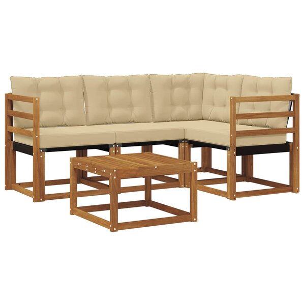 vidaXL Ensemble de canapés d'extérieur 5 pc Naturel et Beige