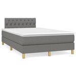 vidaXL Sommier à lattes de lit avec matelas gris foncé 120x190cm tissu