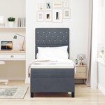 vidaXL Lit à ressort avec matelas et LED Gris foncé 80x200 cm Velours