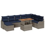 vidaXL Ensemble de canapé de jardin 9 Pièces gris et bleu marine