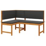 vidaXL Banc d'angle de jardin avec coussins  140x100x91 cm  en bois massif d'acacia.