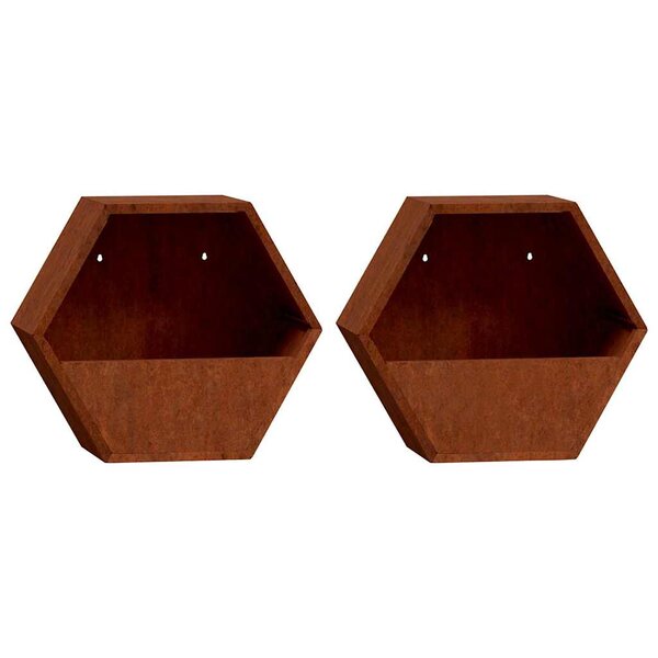 vidaXL Jardinières murales 2 Pièces Rouillé Acier corten 30x10x25 cm