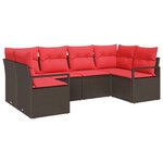 vidaXL Ensemble de canapé de jardin avec coussin 6 Pièces Marron et rouge