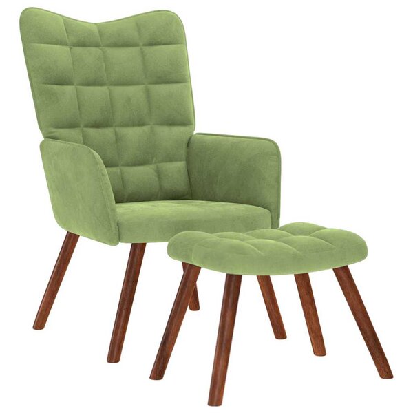 vidaXL Chaise de relaxation avec tabouret Vert clair Velours