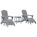 vidaXL Chaise de jardin 3 pc Gris clair Polyéthylène