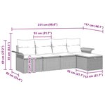vidaXL Ensemble de canapé de jardin avec coussin 5 Pièces Noir Poly rotin