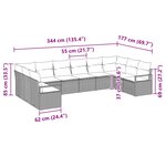 vidaXL Ensemble de Canapés avec coussin 10 Pièces Noir polyrotin