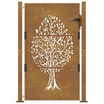 vidaXL Portail de jardin 105x130 cm acier corten conception de l'arbre