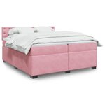 vidaXL Sommier à lattes de lit avec matelas Rose 200x200 cm Velours
