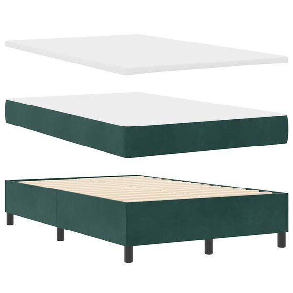 vidaXL Lit à ressorts avec matelas Vert foncé 120 x 190 cm Velours
