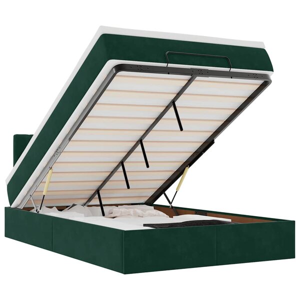 vidaXL Cadre de lit ottoman avec matelas vert foncé 120x200 cm velours