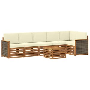 vidaXL Ensemble de canapés d'extérieur 6 pc Naturel et Crème