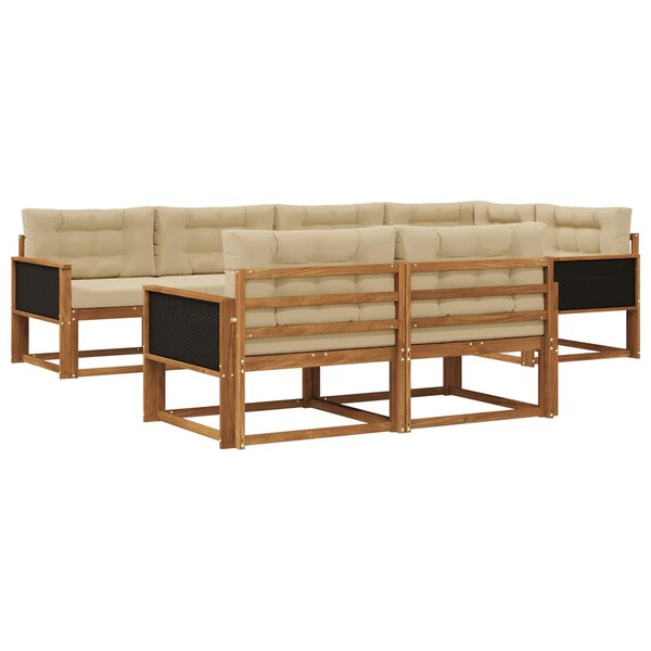 vidaXL Ensemble de canapés d'extérieur 8 pc Naturel et Beige