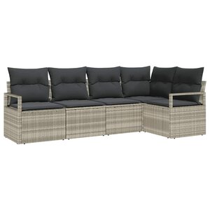 vidaXL Ensemble de canapé de jardin avec coussin 5 Pièces Gris clair
