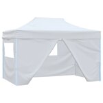vidaXL Tente de réception pliable avec 4 parois 280x410x315 cm Acier Blanc