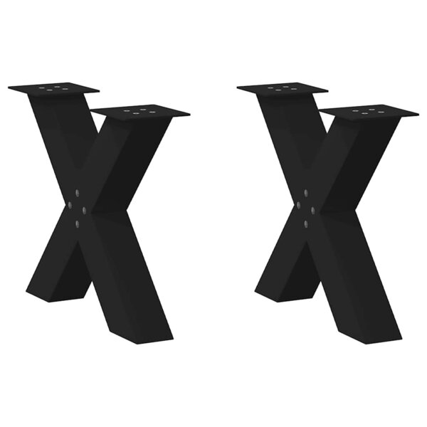 vidaXL Pieds de table basse en forme de X  2 pièces  noir  60 x (42-43) cm  acier