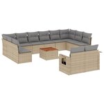 vidaXL Salon de jardin et coussins 13 Pièces mélange beige résine tressée