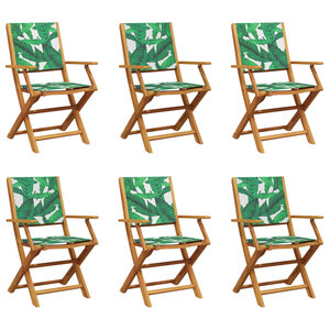 vidaXL Chaises de jardin pliantes lot de 6 vert tissu et bois massif
