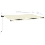 vidaXL Auvent manuel rétractable avec LED 6x3 5 m Crème