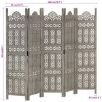 vidaXL Cloison de séparation 5 panneaux Gris 200x165 cm Bois manguier