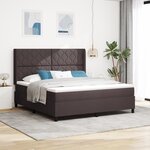 vidaXL Lit à ressorts avec matelas & LED Marron Foncé 180x200 cm Tissu