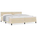 vidaXL Lit boxspring avec matelas Crème 200 x 200 cm tissu
