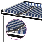 vidaXL Auvent automatique capteur de vent/LED 450x300 cm Bleu et blanc