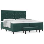 vidaXL Lit à Sommier avec Matelas & Banc Vert Foncé 200x200 cm Velours