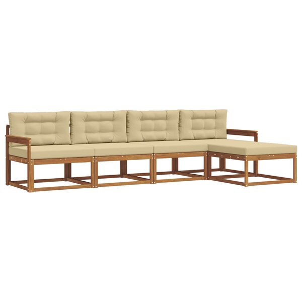 vidaXL Ensemble de canapés d'extérieur 5 Pièces Naturel et Beige
