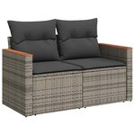 vidaXL Salon de jardin 8 Pièces avec coussins gris résine tressée