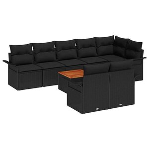 vidaXL Ensemble de canapé de jardin avec stockage 9 Pièces Noir polyrotin