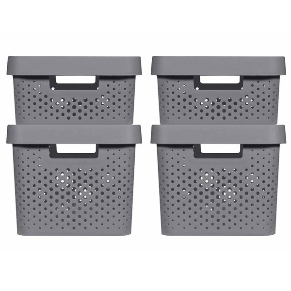 Curver boîtes de rangement 4 pièces avec couvercle 11l+17l anthracite