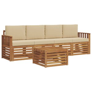 vidaXL Ensemble de canapés d'extérieur 5 pc Naturel et Beige