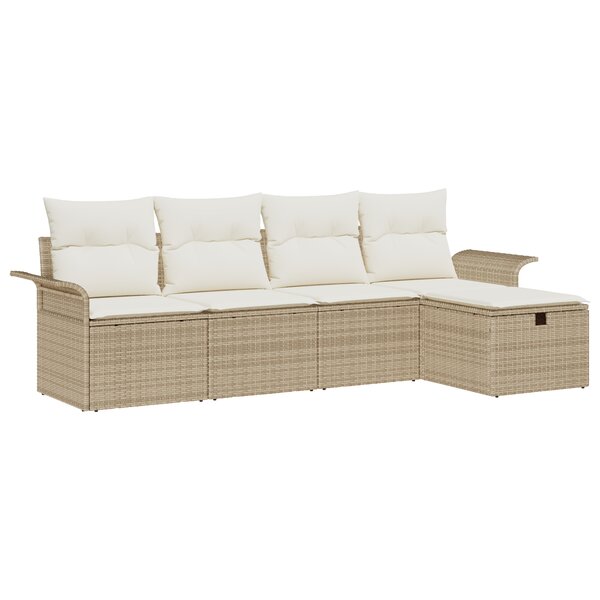 vidaXL Ensemble de canapé de jardin 5 pièces avec coussins Beige Rattan PE