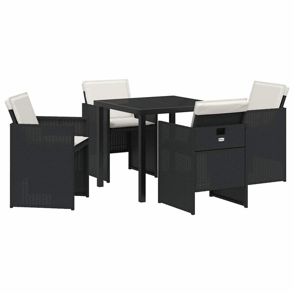 vidaXL Ensemble de salle à manger pour jardin 5 Pièces Noir polyrotin