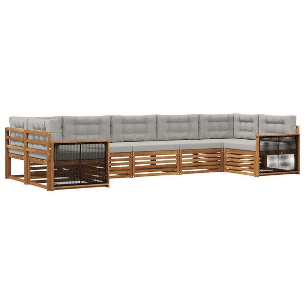 vidaXL Ensemble de canapés d'extérieur 7 Pièces Naturel et gris clair