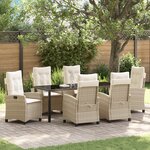 vidaXL Ensemble de salle à manger de jardin en 7 pièces avec coussins Beige Rattan Poly